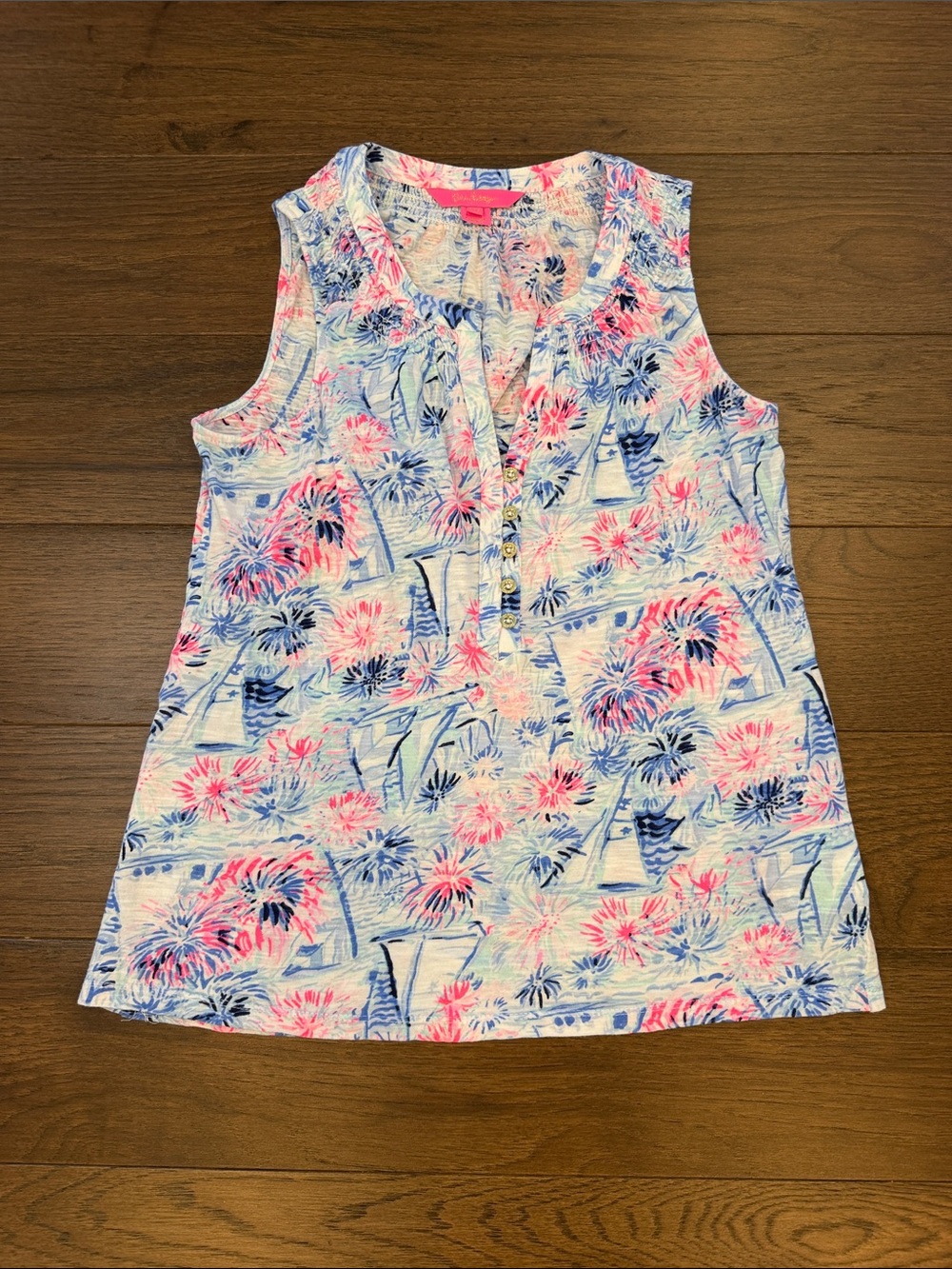 Lilly Pulitzer Essie Tank Sea to Shining Sea Printed Top XS - C69-013